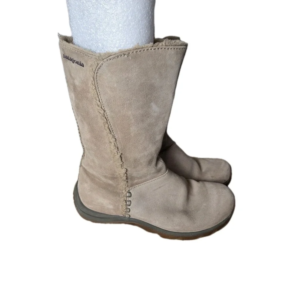 Patagonia Lugano Women's‎ Boots Khaki Suede Waterproof Polartec Primaloft Sz 9.5